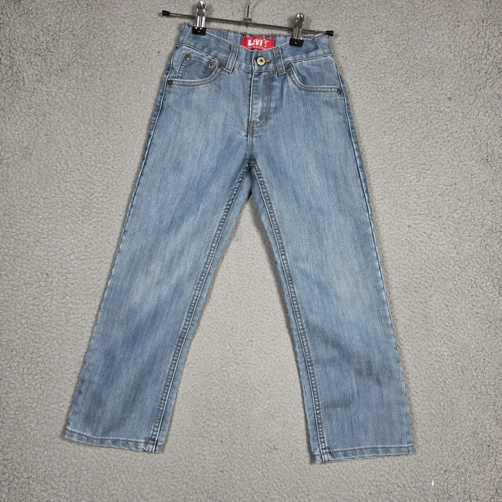 Levis Jeans Boys Size 7X Reg Light Wash 514 Slim Straight Lightweight Adjustable